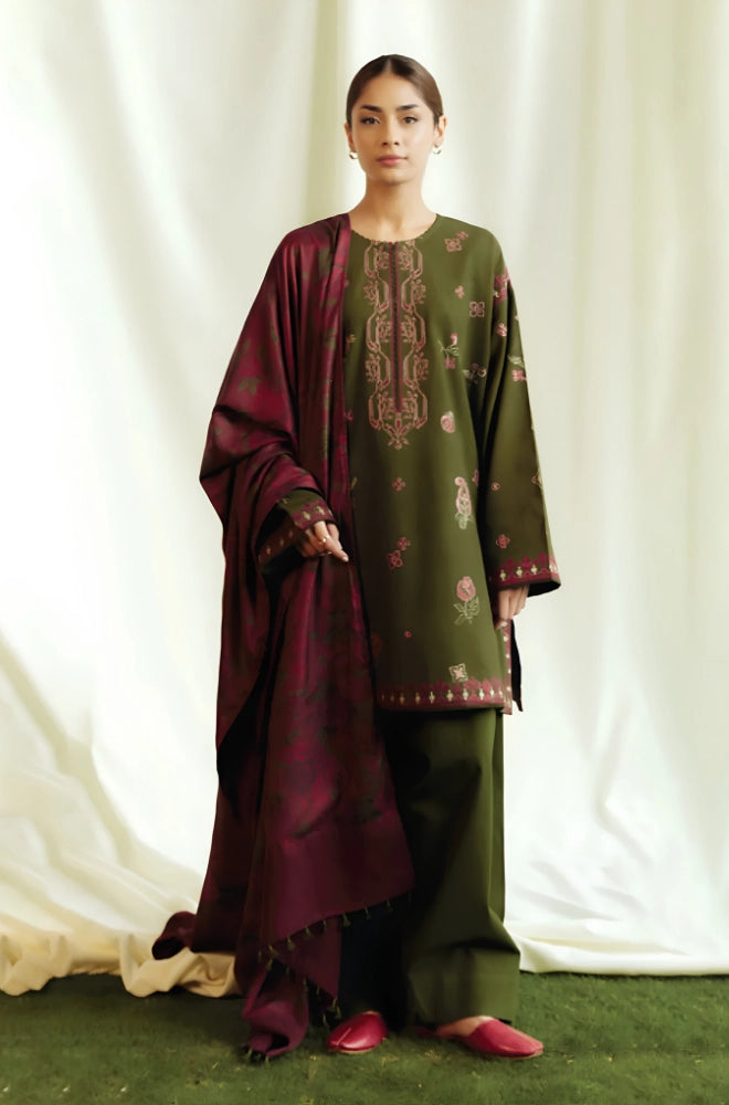 Coco - 3PC Dhanak Embroidered Suit - BFB01128