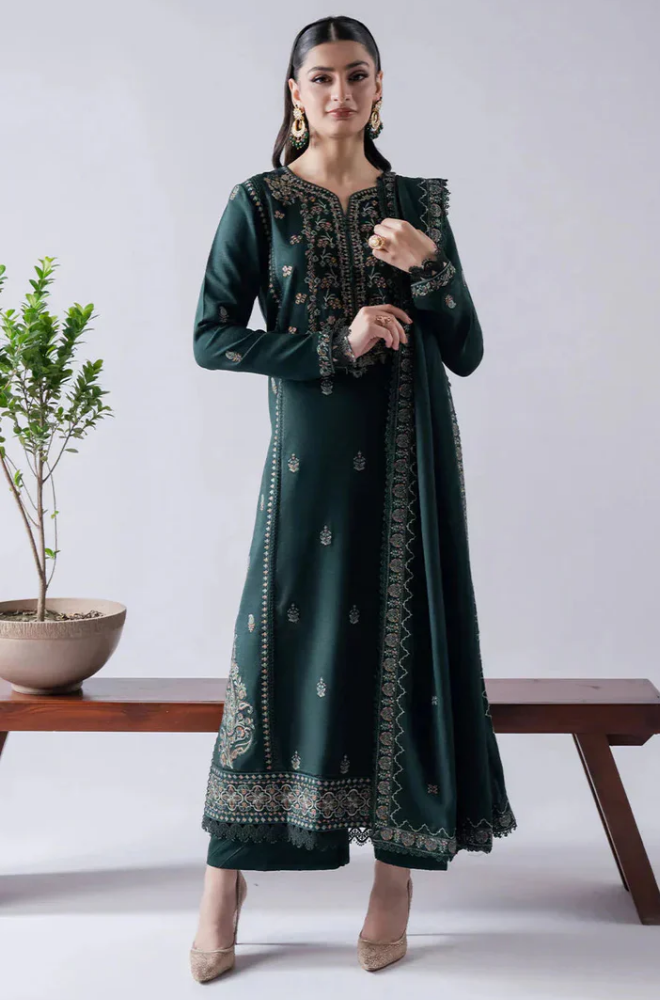 Asim Jofa - Winter 3PC Dhanak Embroidered Suit - BFB0451
