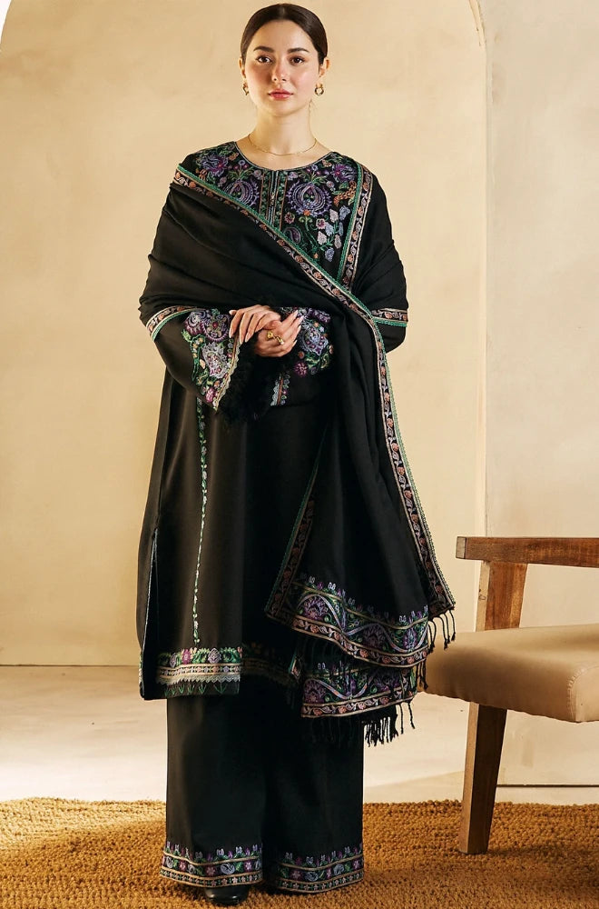 Coco By Zara Shahjahan - 3PC Dhanak Embroidered Shirt With Dupatta and Trouser - BFB0858