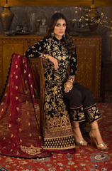 Asim Jofa - 3PC Velvet Embroidered Suit - BFB0163