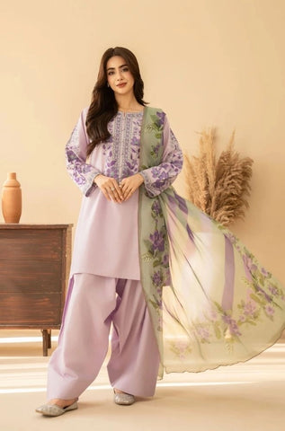 TRAZ - 3PC Summer Lawn Embroidered Shirt with Monar Printed Dupatta and Trouser - BFB0816
