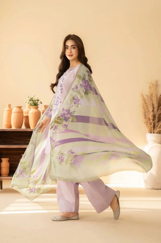 TRAZ - 3PC Summer Lawn Embroidered Shirt with Monar Printed Dupatta and Trouser - BFB0816