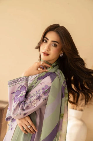 TRAZ - 3PC Summer Lawn Embroidered Shirt with Monar Printed Dupatta and Trouser - BFB0816