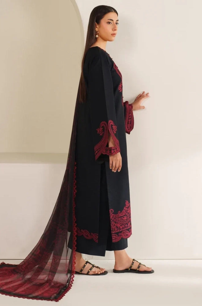 Farasha - 3PC Lawn Embroidered Shirt With Slub Net Printed Dupatta and Trouser - BFB0970
