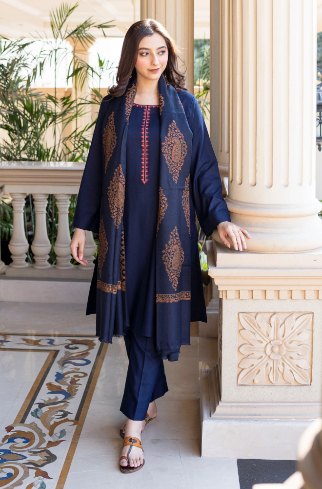 Asling - Winter 3PC Dhanak Embroidered Suit - BFB0409