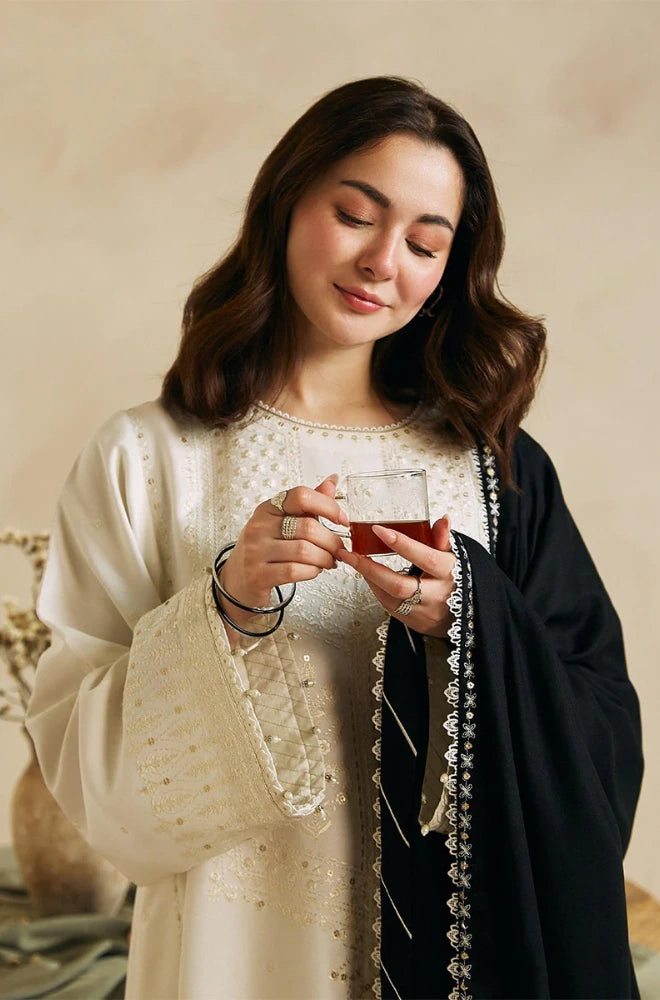 Zara Shahjahan - 3PC Dhanak Embroidered Shirt With Embroidered Dupatta and Trouser - BFB0856