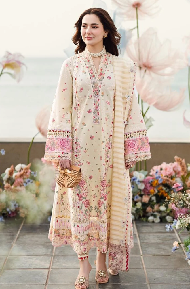 Qalamkar - 3PC Lawn Embroidered Suit - BFU0114