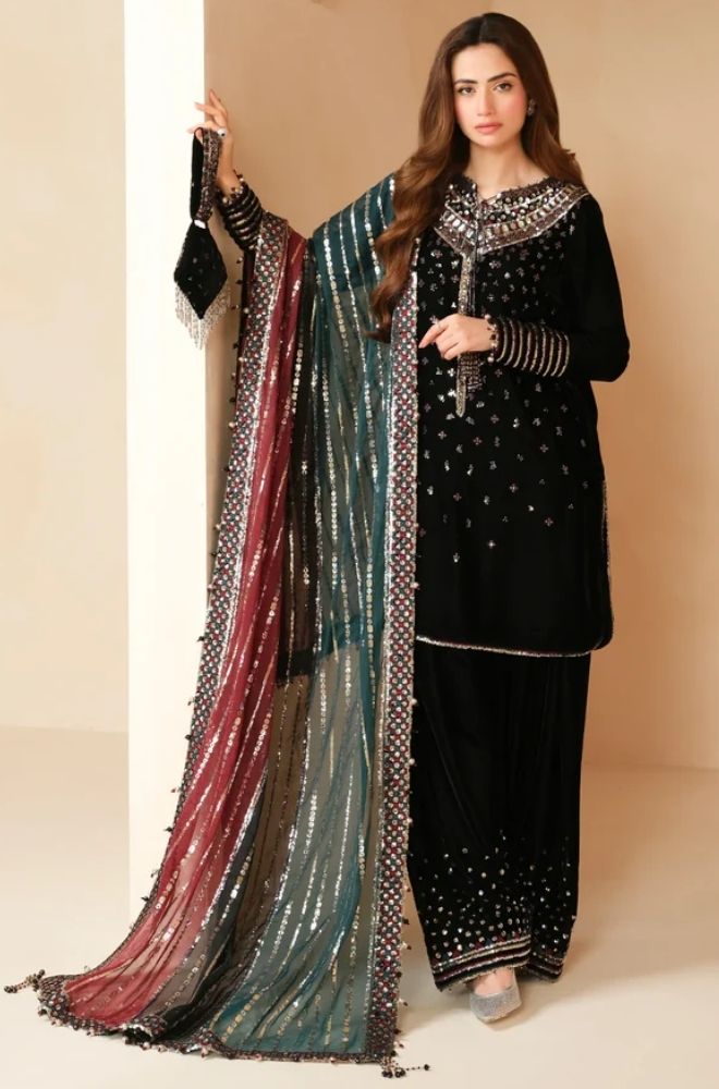 JAZMIN - Winter 3PC Velvet Embroidered Suit - BFB0464