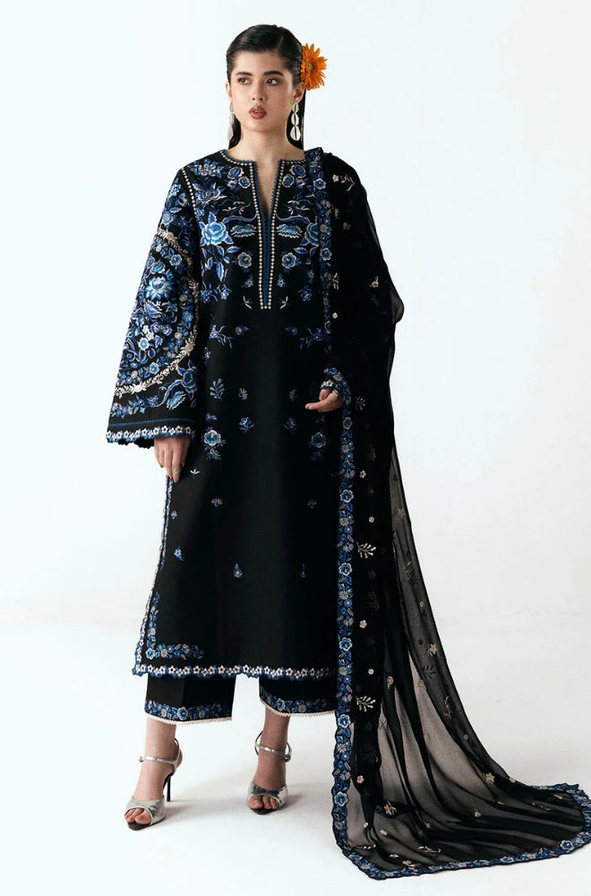 Hussain Rehar - 3PC Embroidered Lawn Shirt With Chiffon Dupatta and Trouser - BFB01012