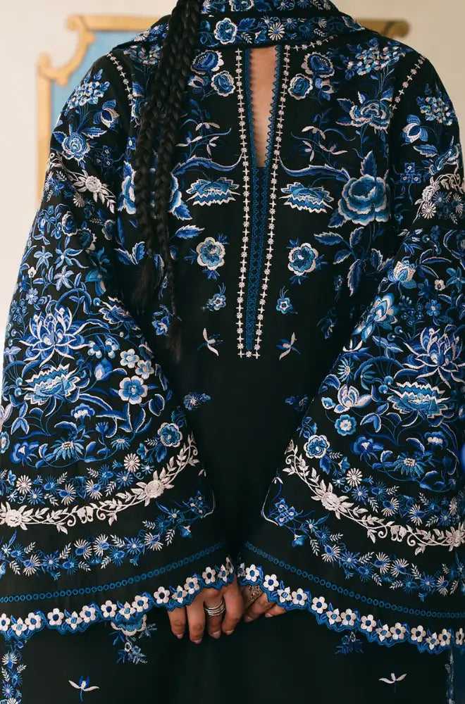 Hussain Rehar - 3PC Embroidered Lawn Shirt With Chiffon Dupatta and Trouser - BFB01012