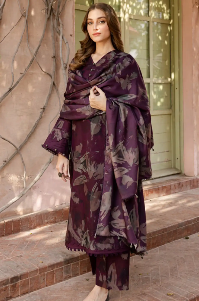 Baroque - Winter 3PC Khaddar Digital Printed Dress - BFU0443