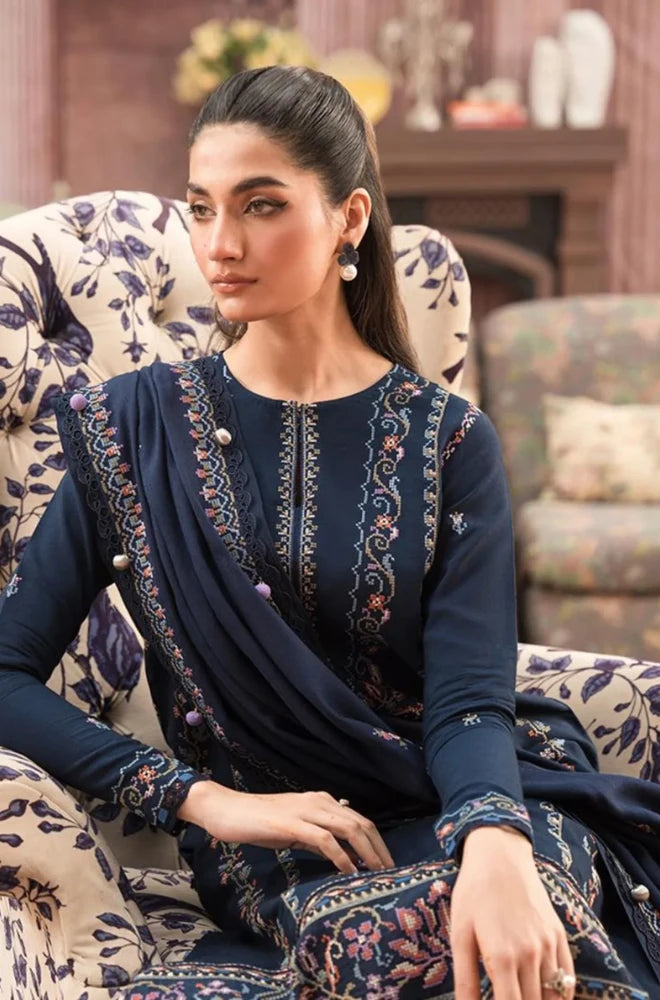 Seran - 3PC Dhanank Embroidered Shirt with Dhanak Embroidered Dupatta and Trouser - BFB0920