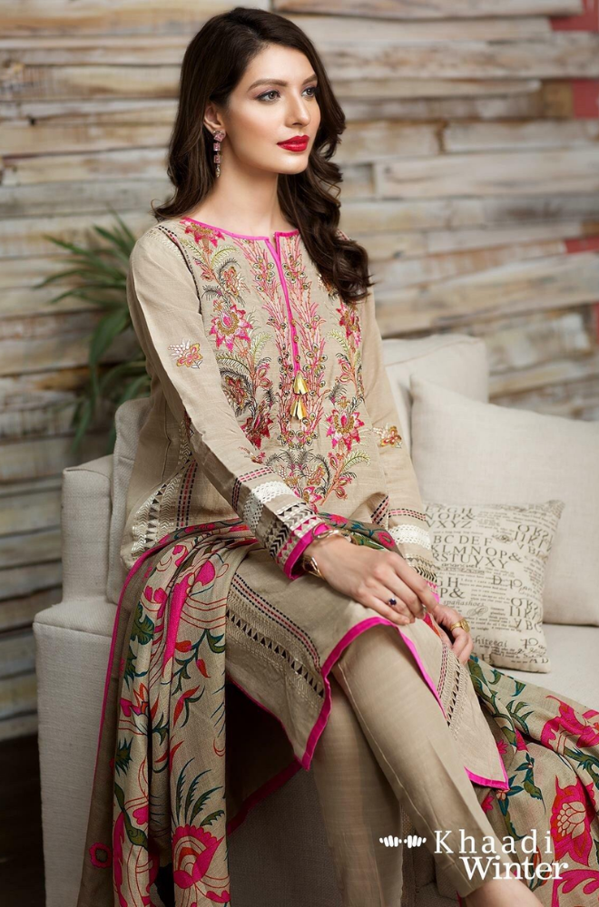 Khaadi - 3PC Dhanak Embroidered Suit - BFB0122