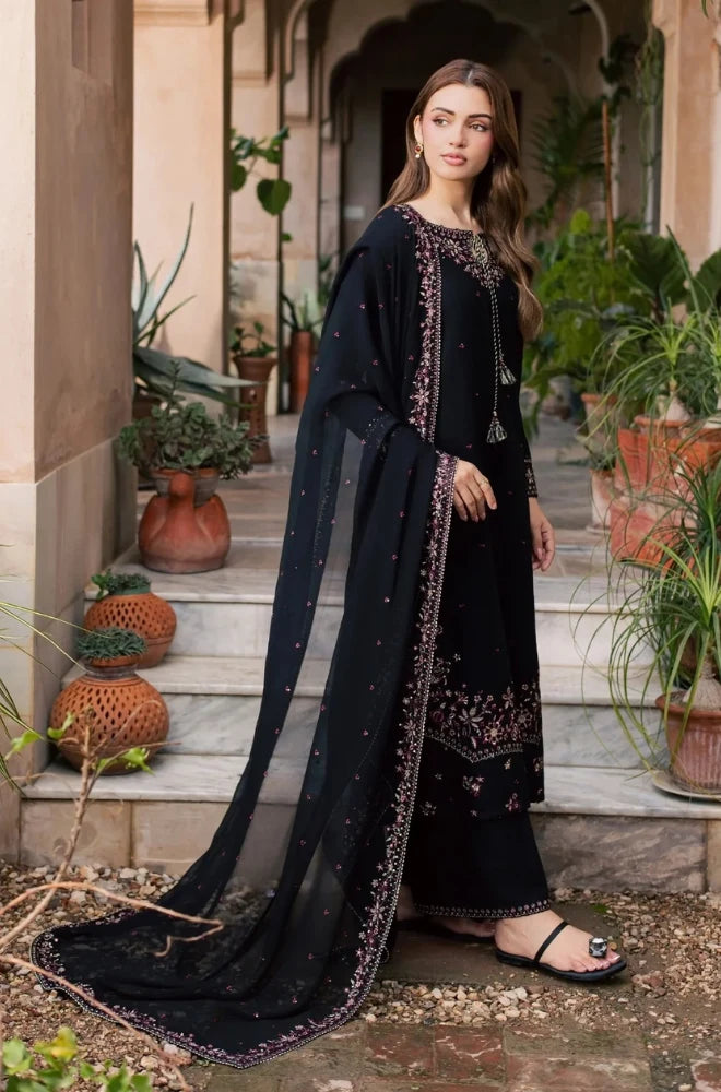 Batik - 3PC Unstitched Dhanak Embroidered Shirt with Dhanak Embroidered Dupatta and Trouser - BFB01153