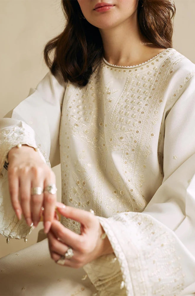 Zara Shahjahan - 3PC Dhanak Embroidered Shirt With Embroidered Dupatta and Trouser - BFB0856