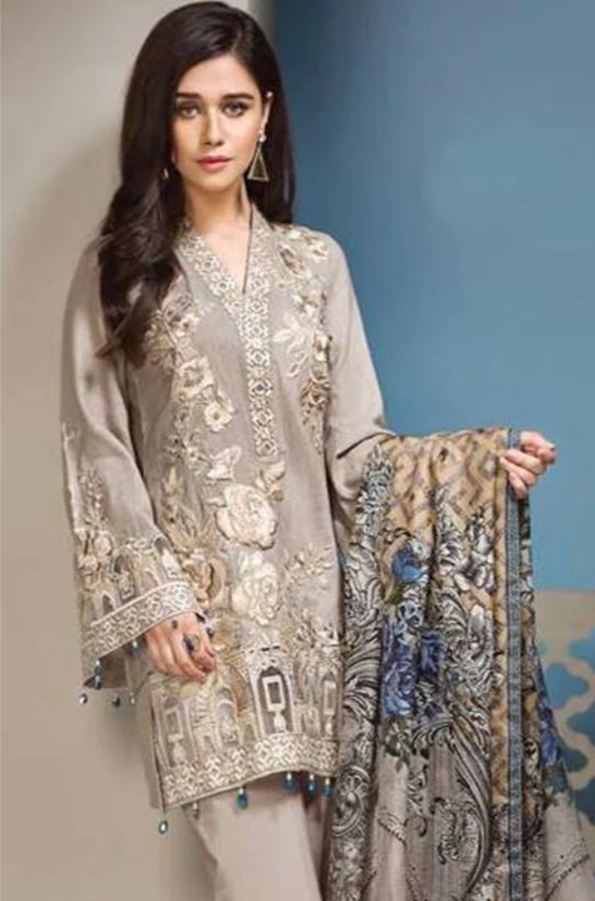 Zara Shahjahan - 3PC Dhanak Embroidered Suit - BFB0009