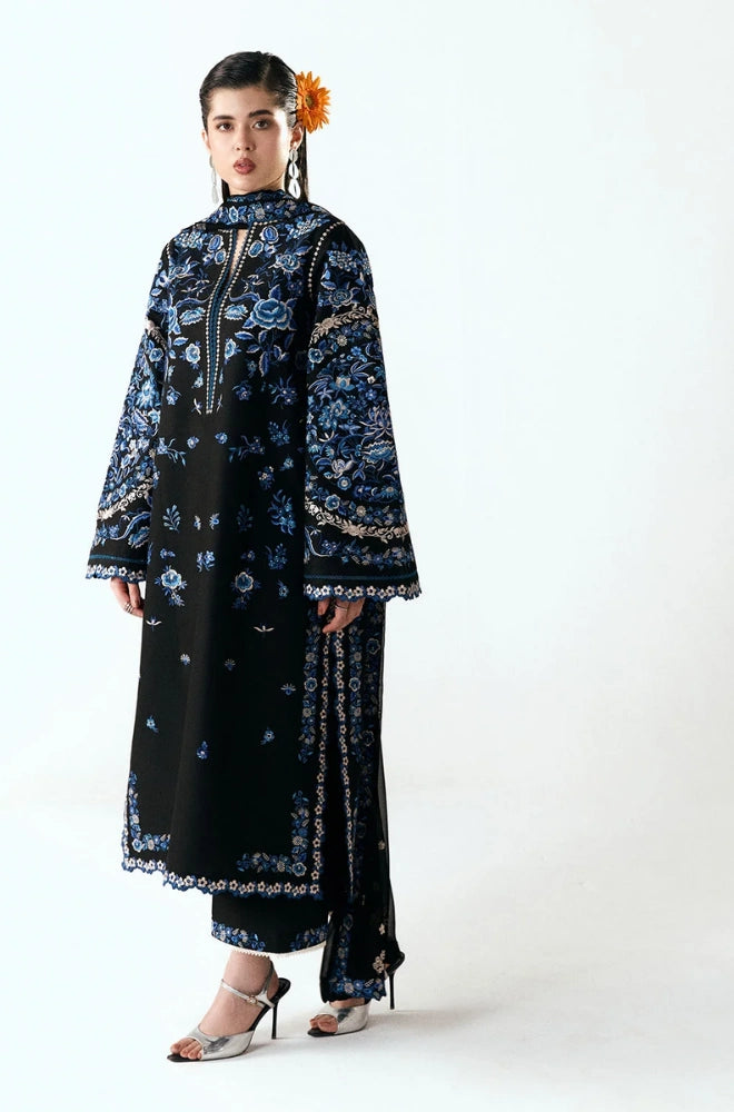 Hussain Rehar - 3PC Embroidered Lawn Shirt With Chiffon Dupatta and Trouser - BFB01012