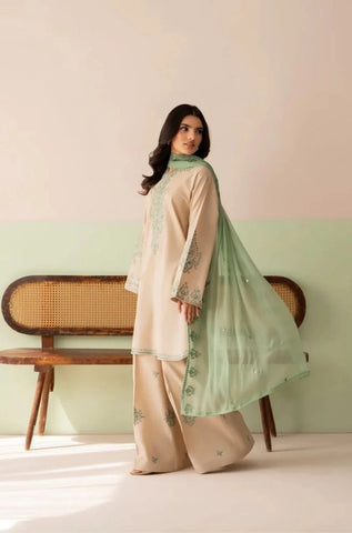 LAZULI - 3PC Summer Lawn Embroidered Shirt with Chiffon Embroidered Dupatta and Trouser - BFB0819