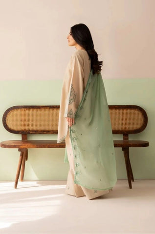 LAZULI - 3PC Summer Lawn Embroidered Shirt with Chiffon Embroidered Dupatta and Trouser - BFB0819