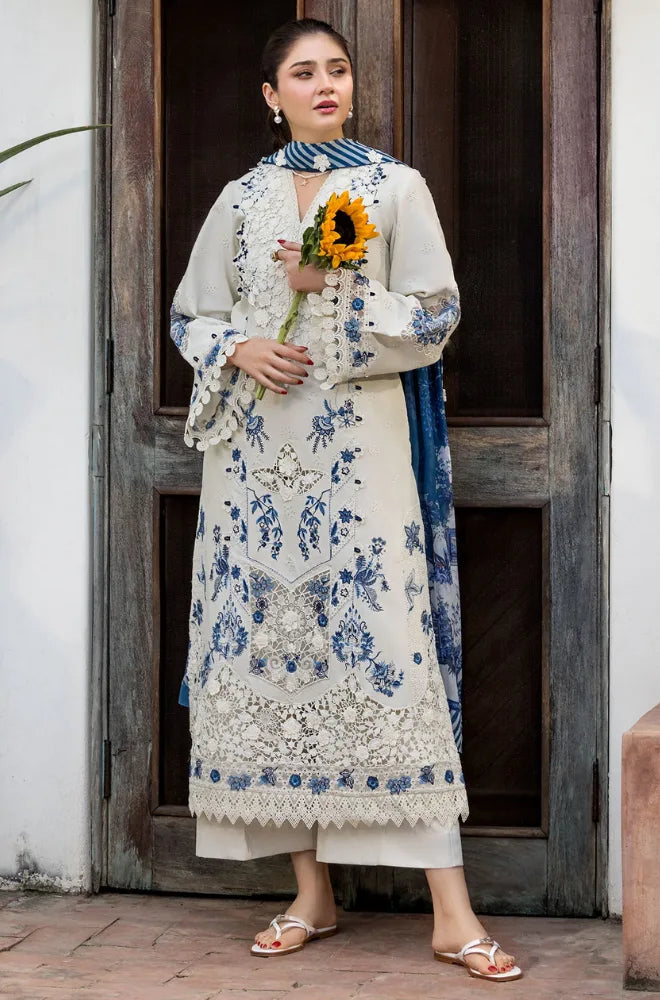 Motifz - 3PC Lawn Embroidered Lawn Shirt With Lawn Printed Dupatta and Trouser - BFB01014