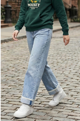 Vintage Wash Relaxed Fit Ladies Denim - Soft Blue - BFJ004