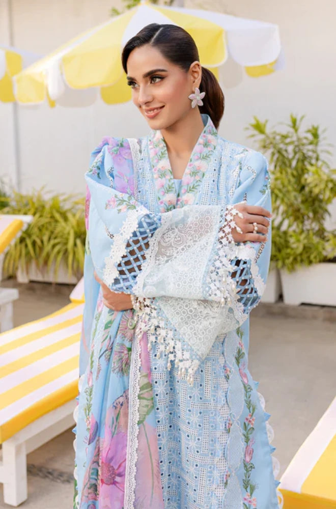 PARISHAY - 3PC Lawn Chikankari Embroidered Shirt with Chiffon Printed Dupatta and Trouser - BFB0649
