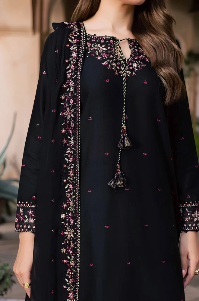 Batik - 3PC Unstitched Dhanak Embroidered Shirt with Dhanak Embroidered Dupatta and Trouser - BFB01153
