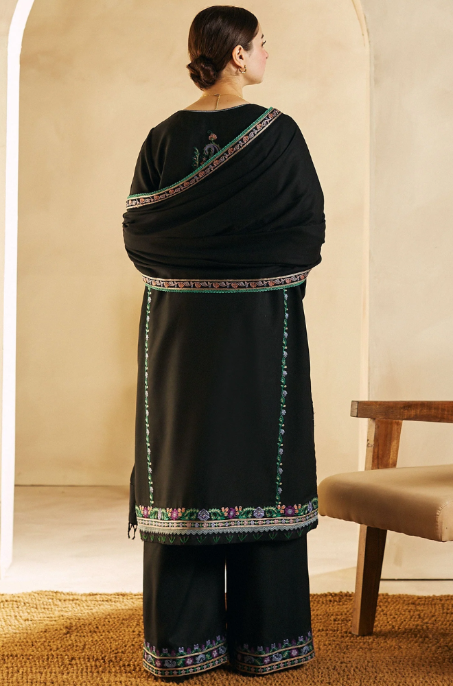 Zara Shahjahan - Winter 3PC Dhanak Embroidered Suit - BFB0433