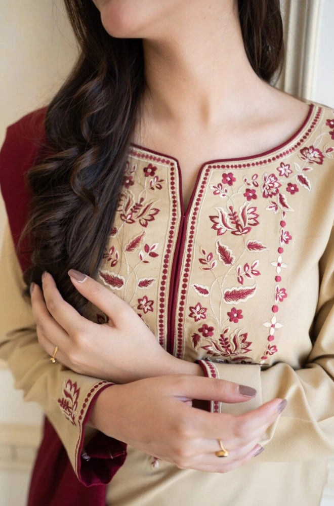 Aisling - 3PC Dhanak Embroidered Shirt With Dhanak Embroidered Dupatta and Trouser - BFB0869