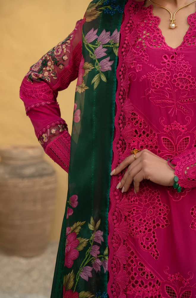 QalamKar - Winter 3PC Chikenkari Dhanak Embroidered Suit - BFB0492