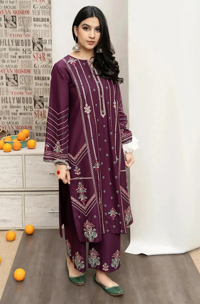Urge - 3PC Dhanak Embroidered Shirt With Twill Printed Dupatta and Trouser - BFB0913