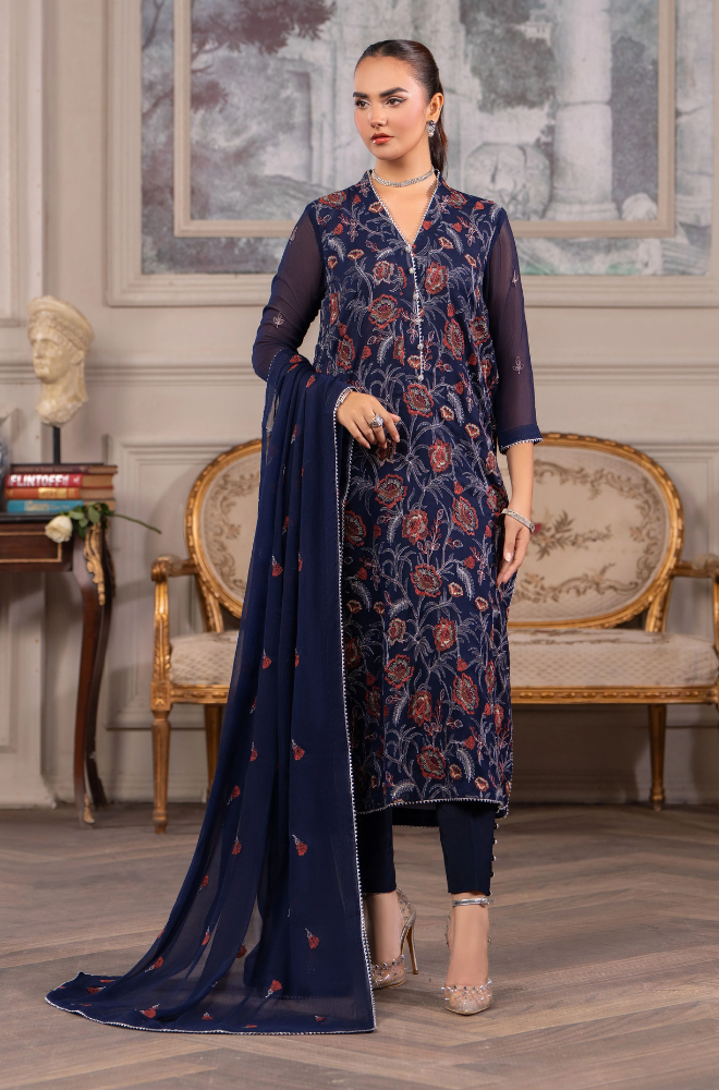 HemStitch - 3PC Lawn Embroidered Suit- BFB0269