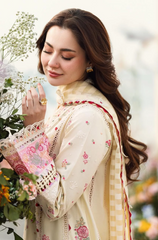 Qalamkar - 3PC Lawn Embroidered Suit - BFU0114