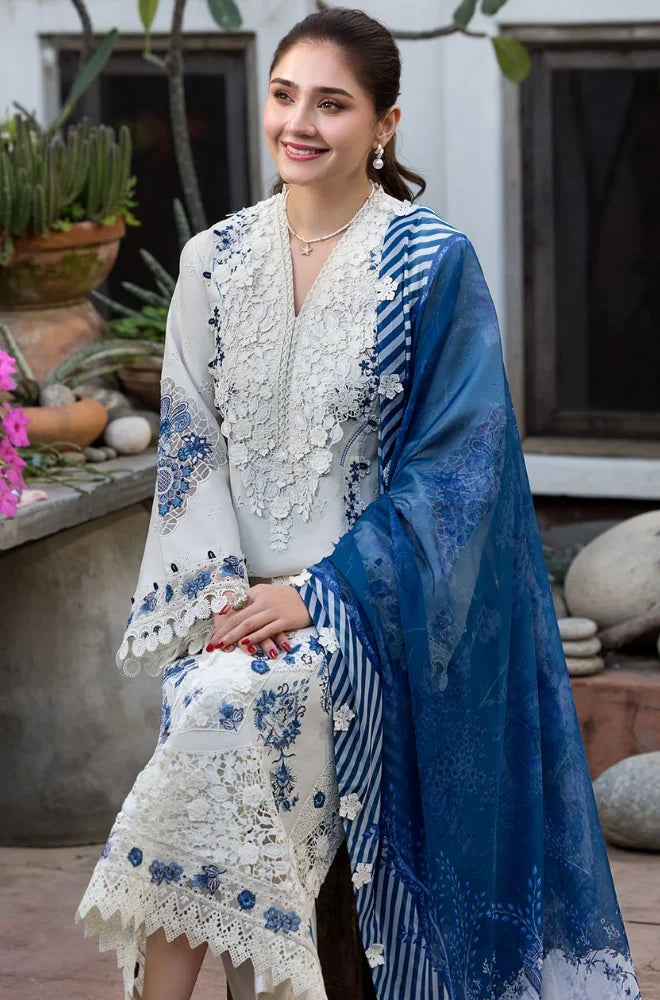 Motifz - 3PC Lawn Embroidered Lawn Shirt With Lawn Printed Dupatta and Trouser - BFB01014