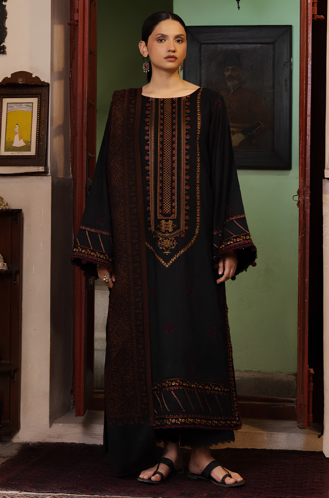 Yards - 3PC Dhanak Embroidered Shirt With Printed Shawl and Trouser - BFB011856