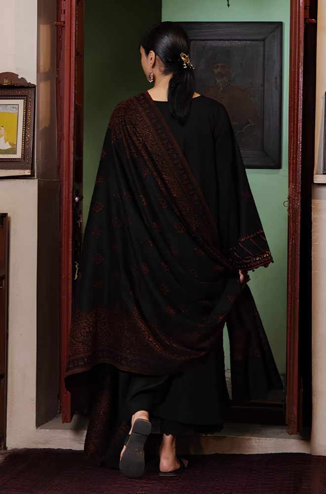 Yards - 3PC Dhanak Embroidered Shirt With Printed Shawl and Trouser - BFB011856