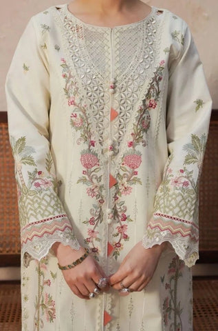 QALAMKAR - 3PC Summer Lawn Embroidered Shirt with Chiffon Embroidered Dupatta and Trouser - BFB0821