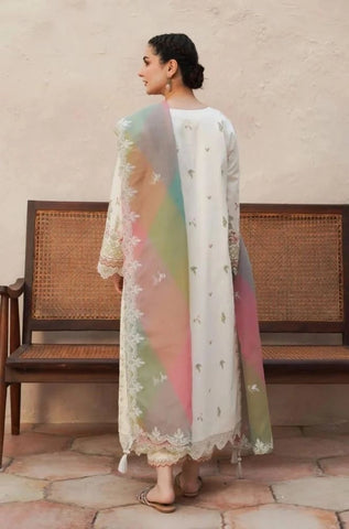 QALAMKAR - 3PC Summer Lawn Embroidered Shirt with Chiffon Embroidered Dupatta and Trouser - BFB0821