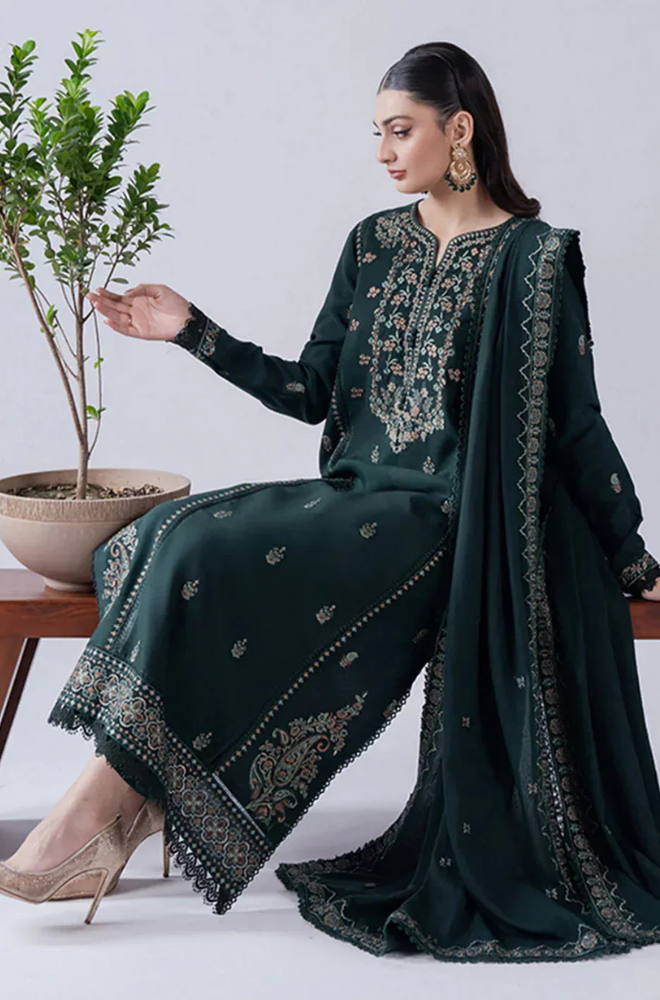 Asim Jofa - Winter 3PC Dhanak Embroidered Suit - BFB0451