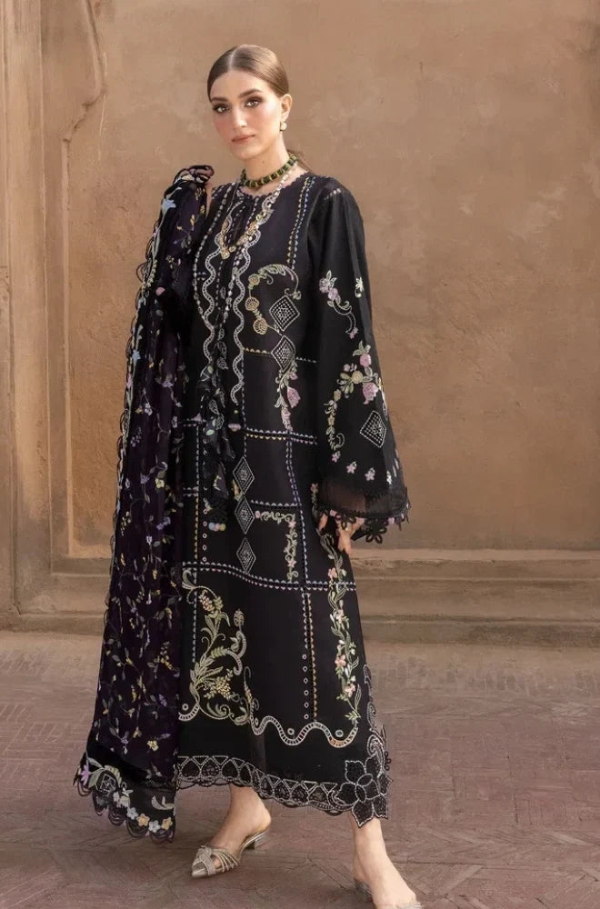 Crimson - 3PC Lawn Chikankari Embroidered Shirt With Embroidered Chiffon Dupatta and Trouser - BFB0969