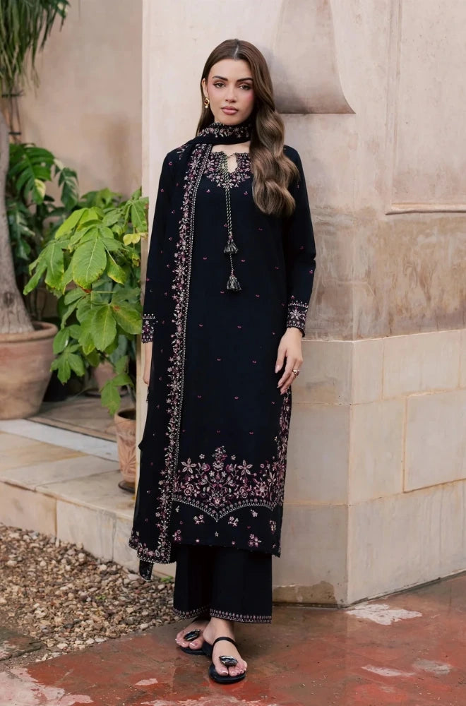 Batik - 3PC Unstitched Dhanak Embroidered Shirt with Dhanak Embroidered Dupatta and Trouser - BFB01153