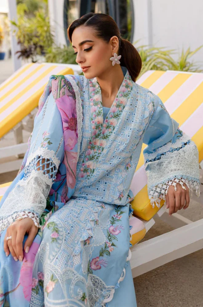 PARISHAY - 3PC Lawn Chikankari Embroidered Shirt with Chiffon Printed Dupatta and Trouser - BFB0649