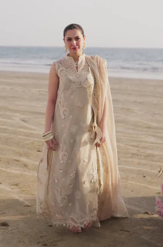 QALAMKAR - 3PC Lawn Embroidered Shirt with Chiffon Embroidered Dupatta and Trouser - BFA0022