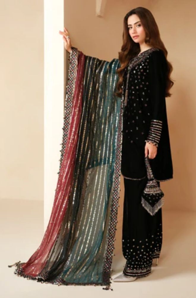 JAZMIN - Winter 3PC Velvet Embroidered Suit - BFB0464