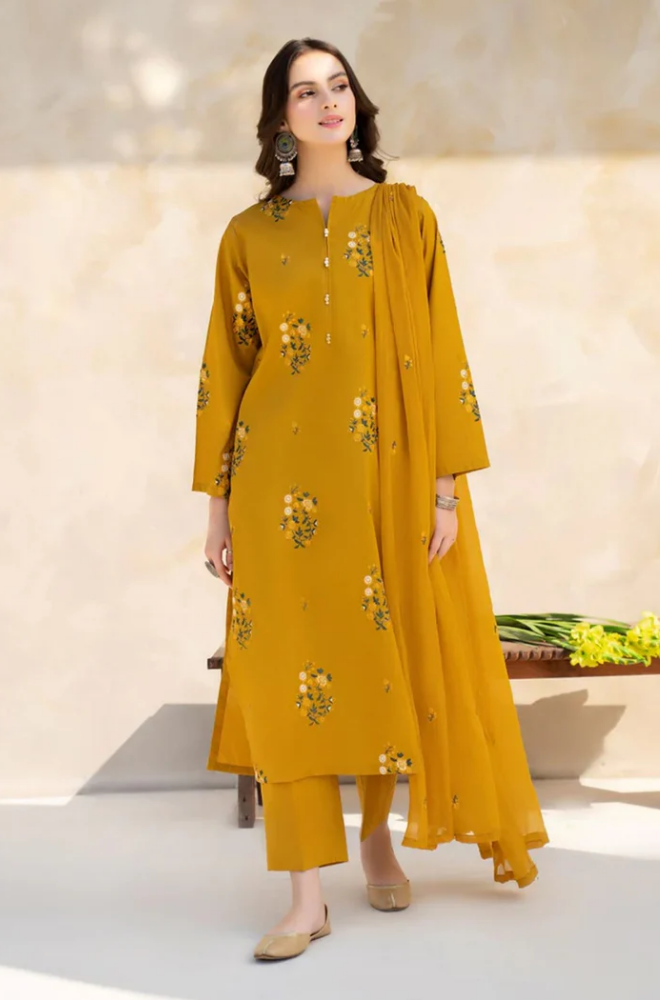 Boraque - 3PC Lawn Embroidered Suit - BFU0036