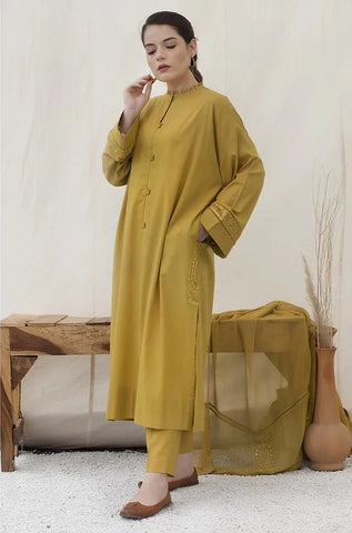 DYOT - 3PC Summer Lawn Embroidered Shirt with Chiffon Embroidered Dupatta and Trouser - BFB0787