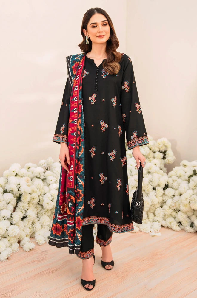 3PC Dhanak Embroidered Suit For Women - BFB01136