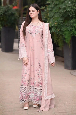 LIBAAS - 3PC Summer Lawn Embroidered Shirt with Chiffon Embroidered Dupatta and Trouser - BFB0784