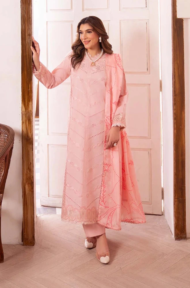 NEESHAY - 3PC Lawn Chikankari Embroidered Shirt With Monar Printed Dupatta and Trouser - BFB0838