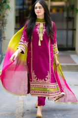 Omal by Komal - 3PC Lawn Embroidered Suit - BFB0060